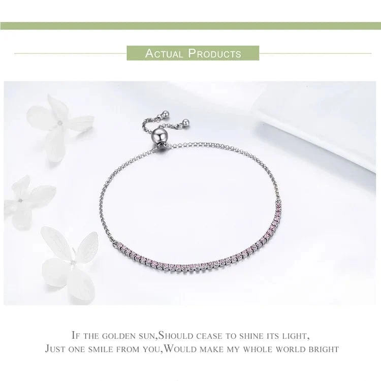 BAMOER 14K vergoldetes klassisches Tennisarmband mit Zirkonia für Damen, 925er Sterlingsilber, verstellbares Schiebearmband, Hochzeitsschmuck, Geschenk