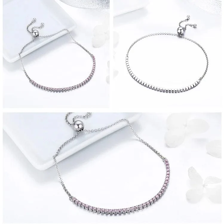BAMOER 14K vergoldetes klassisches Tennisarmband mit Zirkonia für Damen, 925er Sterlingsilber, verstellbares Schiebearmband, Hochzeitsschmuck, Geschenk
