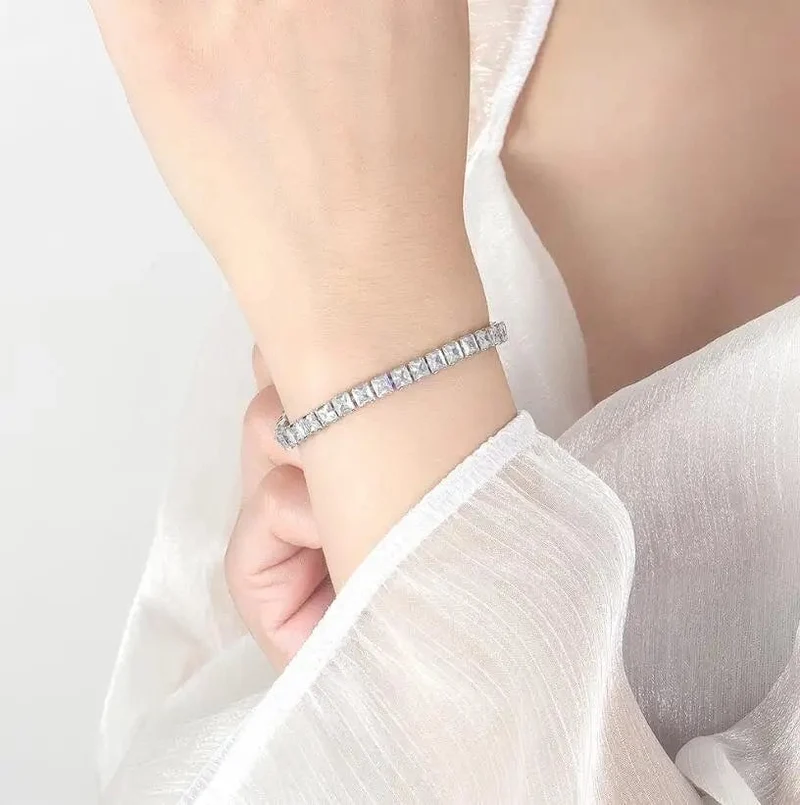 SAIYE Massives 18K 14K Gold Moissanit Tennisarmband für Damen D VVS1 rundes 925er Sterlingsilber Luxusarmband zur Verlobung