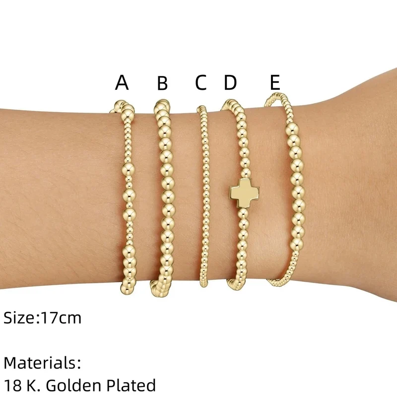 Vlen Christliches Goldkreuz Luxusarmband Modeschmuck 18 K vergoldete Perlenarmband für Frauen Perlen Pulseras Mujer