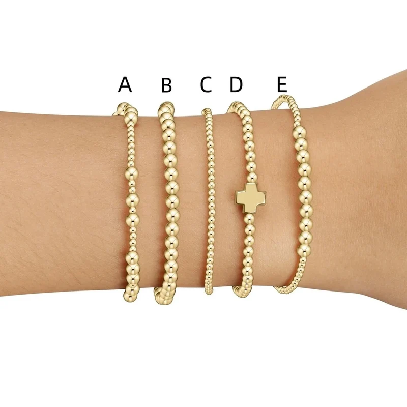 Vlen Christliches Goldkreuz Luxusarmband Modeschmuck 18 K vergoldete Perlenarmband für Frauen Perlen Pulseras Mujer