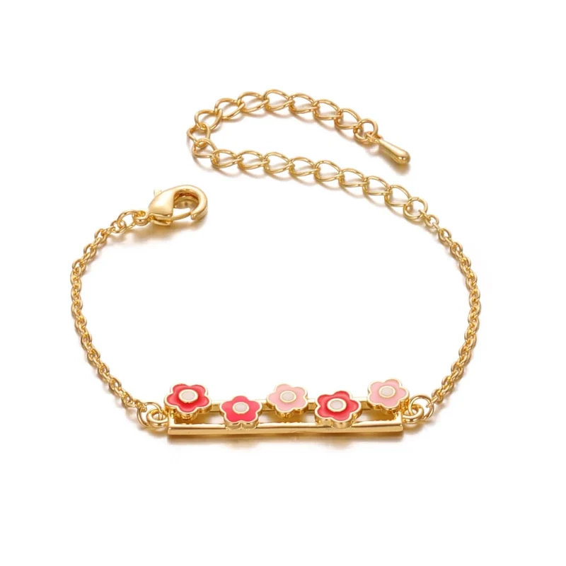 14 Karat vergoldete Charm-Manschettenknöpfe, verstellbare Blumenarmbänder, modische Kindermodelle, super auffälliger Schmuck für Frauen und Mädchen