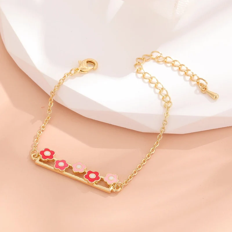 14 Karat vergoldete Charm-Manschettenknöpfe, verstellbare Blumenarmbänder, modische Kindermodelle, super auffälliger Schmuck für Frauen und Mädchen