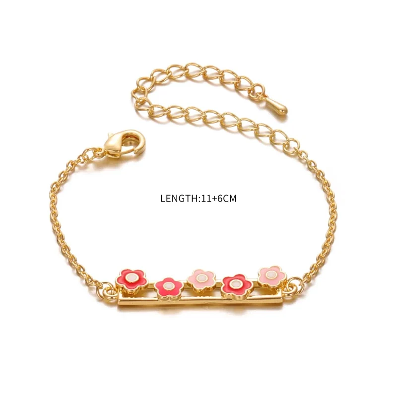 14 Karat vergoldete Charm-Manschettenknöpfe, verstellbare Blumenarmbänder, modische Kindermodelle, super auffälliger Schmuck für Frauen und Mädchen