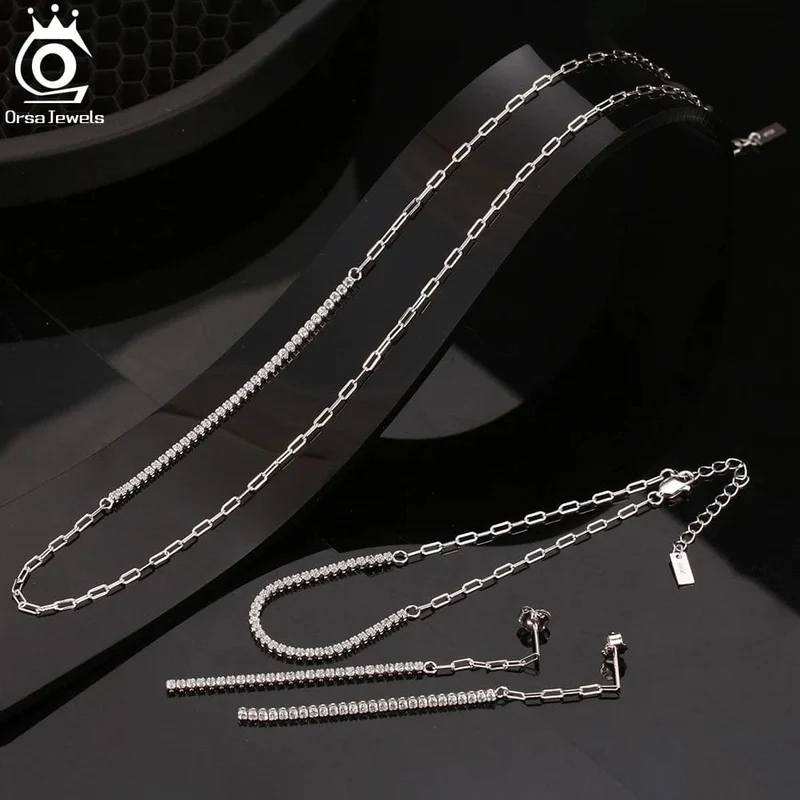 ORSA JEWELS 14K vergoldetes Tennisarmband mit Büroklammerketten für Frauen, 925er Sterlingsilber, handgefertigte Armbänder, Schmuck SB141