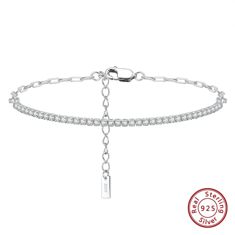 ORSA JEWELS 14K vergoldetes Tennisarmband mit Büroklammerketten für Frauen, 925er Sterlingsilber, handgefertigte Armbänder, Schmuck SB141