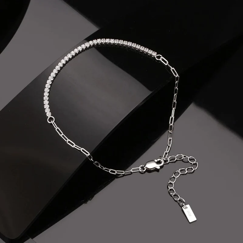 ORSA JEWELS 14K vergoldetes Tennisarmband mit Büroklammerketten für Frauen, 925er Sterlingsilber, handgefertigte Armbänder, Schmuck SB141
