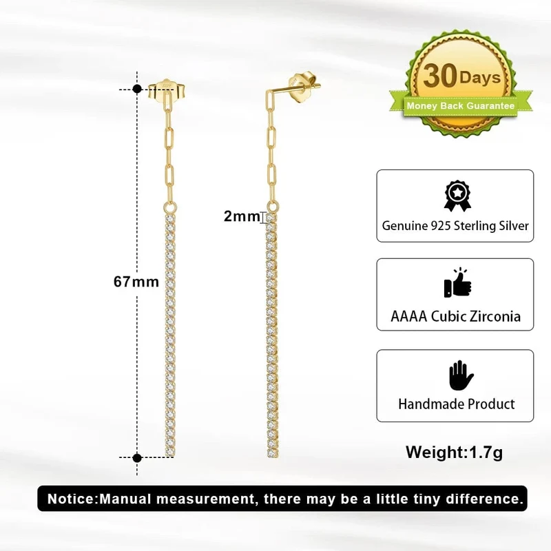 ORSA JEWELS 14K vergoldetes Tennisarmband mit Büroklammerketten für Frauen, 925er Sterlingsilber, handgefertigte Armbänder, Schmuck SB141