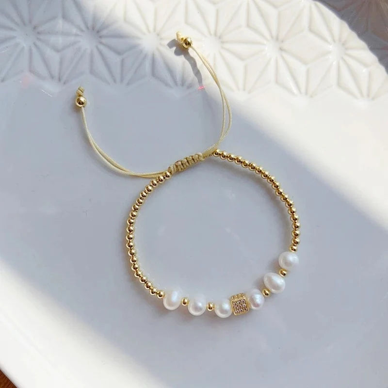 KKBEAD Natürliches Perlenarmband für Damen, modisch, Jungfrau Maria, Guadalupe-Schmuck, 18 Karat vergoldet, wasserdichte Armbänder, Pulseras
