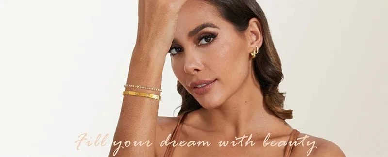 Stapelbare Goldarmbänder, Armreifen für Frauen und Mädchen, 14 Karat vergoldet, Zirkonia, Tennisarmband, Edelstahl, Schmuckgeschenke