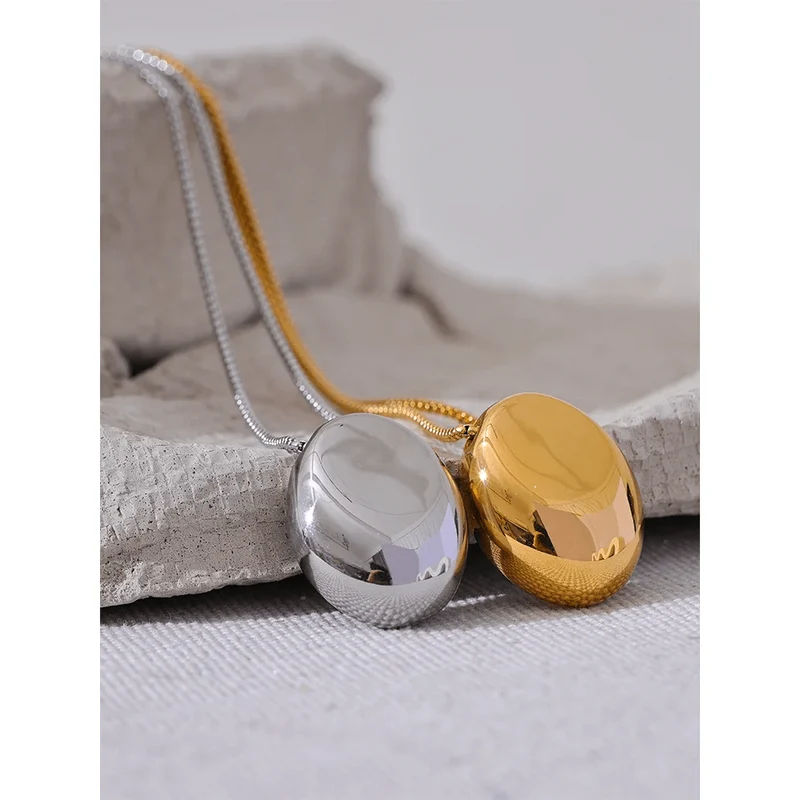 Yhpup 70 cm minimalistische lange Unisex-Pulloverkette, Schmuck, 316l Edelstahl, ovaler Anhänger, Halskette für Männer und Frauen, wasserdicht