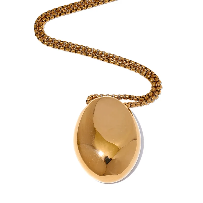 Yhpup 70 cm minimalistische lange Unisex-Pulloverkette, Schmuck, 316l Edelstahl, ovaler Anhänger, Halskette für Männer und Frauen, wasserdicht