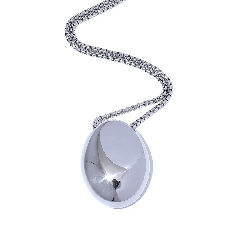 Yhpup 70 cm minimalistische lange Unisex-Pulloverkette, Schmuck, 316l Edelstahl, ovaler Anhänger, Halskette für Männer und Frauen, wasserdicht