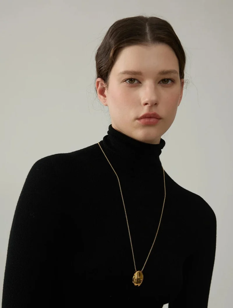 Yhpup 70 cm minimalistische lange Unisex-Pulloverkette, Schmuck, 316l Edelstahl, ovaler Anhänger, Halskette für Männer und Frauen, wasserdicht