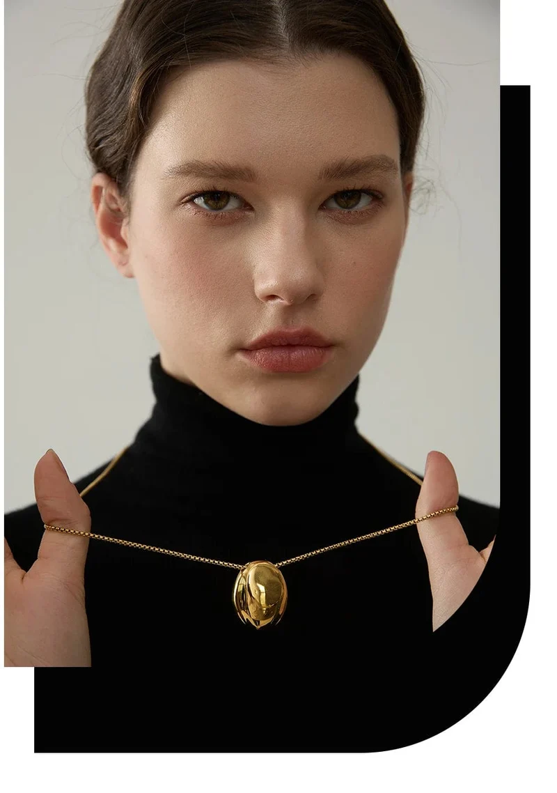 Yhpup 70 cm minimalistische lange Unisex-Pulloverkette, Schmuck, 316l Edelstahl, ovaler Anhänger, Halskette für Männer und Frauen, wasserdicht