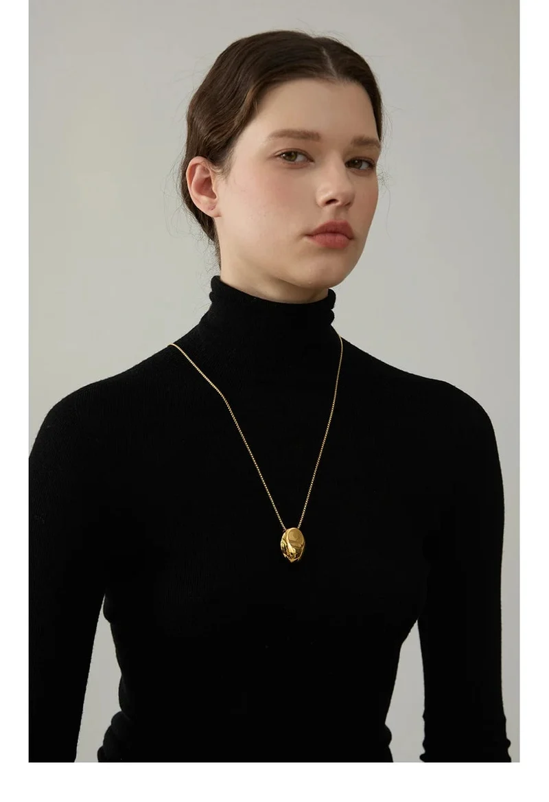 Yhpup 70 cm minimalistische lange Unisex-Pulloverkette, Schmuck, 316l Edelstahl, ovaler Anhänger, Halskette für Männer und Frauen, wasserdicht