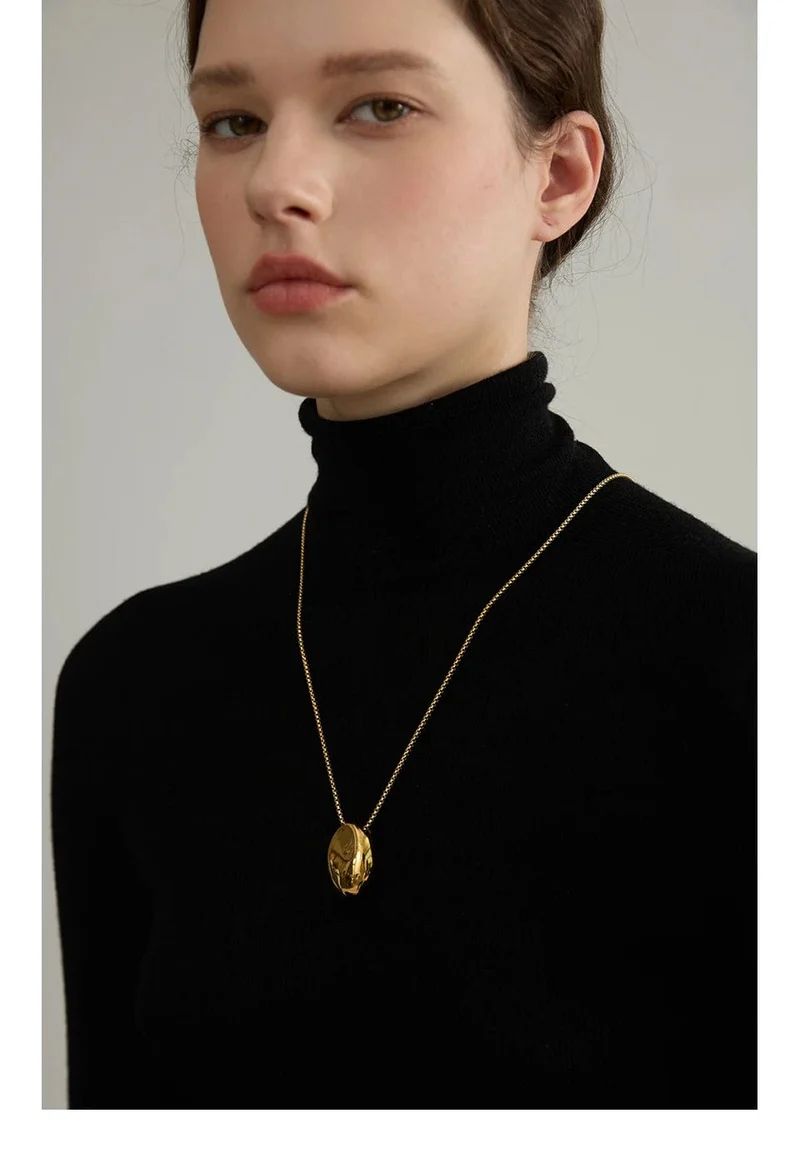 Yhpup 70 cm minimalistische lange Unisex-Pulloverkette, Schmuck, 316l Edelstahl, ovaler Anhänger, Halskette für Männer und Frauen, wasserdicht
