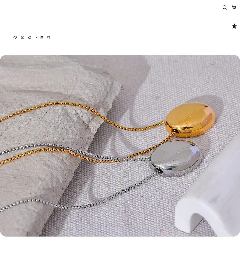 Yhpup 70 cm minimalistische lange Unisex-Pulloverkette, Schmuck, 316l Edelstahl, ovaler Anhänger, Halskette für Männer und Frauen, wasserdicht