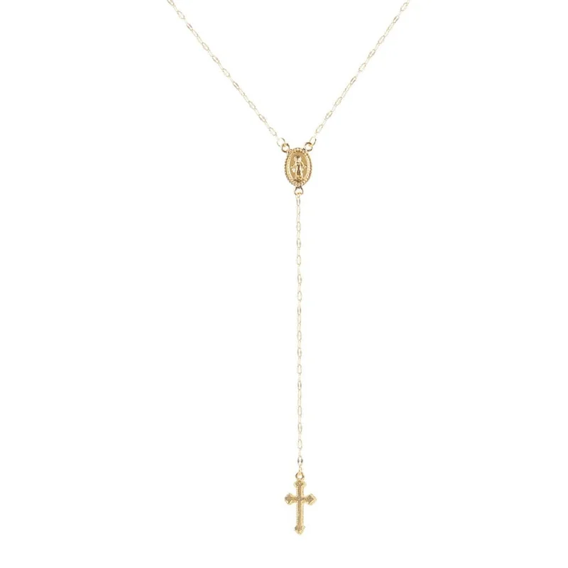 SUMENG 2024 Neue Mode Vintage Christian Kreuz Böhmen Religiöse Rosenkranz Anhänger Halskette Für Frauen Charme Schmuck Geschenke