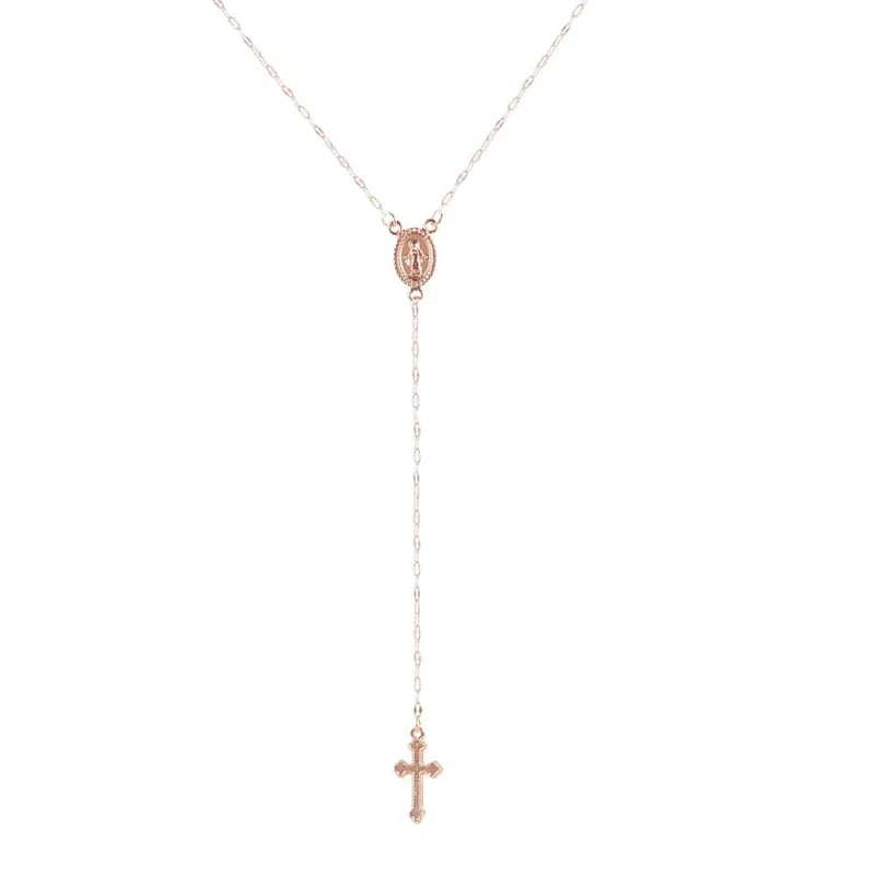 SUMENG 2024 Neue Mode Vintage Christian Kreuz Böhmen Religiöse Rosenkranz Anhänger Halskette Für Frauen Charme Schmuck Geschenke