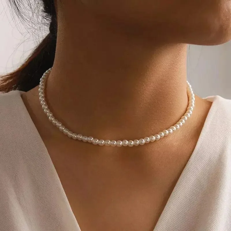 Neue Koreanische Perle Halsketten für Frauen Gold Farbe Link Kette Halsband Mode Hals Zubehör Elegante Kragen bijoux femme