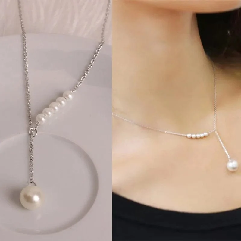 Neue Koreanische Perle Halsketten für Frauen Gold Farbe Link Kette Halsband Mode Hals Zubehör Elegante Kragen bijoux femme