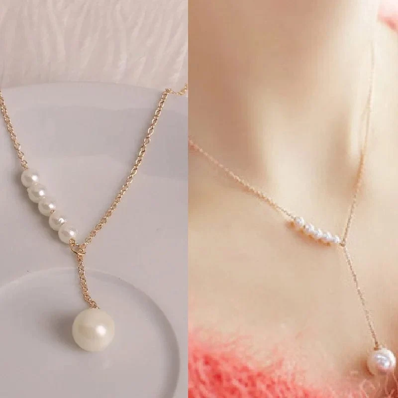Neue Koreanische Perle Halsketten für Frauen Gold Farbe Link Kette Halsband Mode Hals Zubehör Elegante Kragen bijoux femme