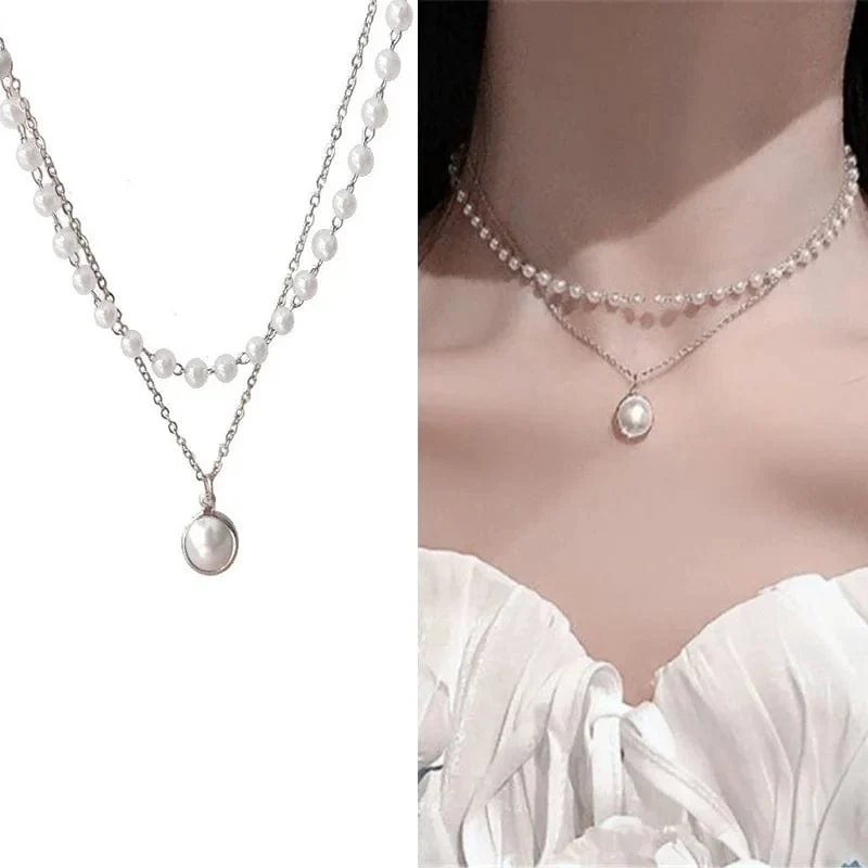 Neue Koreanische Perle Halsketten für Frauen Gold Farbe Link Kette Halsband Mode Hals Zubehör Elegante Kragen bijoux femme