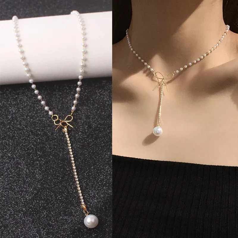 Neue Koreanische Perle Halsketten für Frauen Gold Farbe Link Kette Halsband Mode Hals Zubehör Elegante Kragen bijoux femme