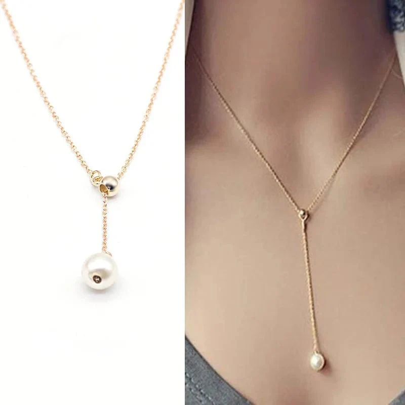 Neue Koreanische Perle Halsketten für Frauen Gold Farbe Link Kette Halsband Mode Hals Zubehör Elegante Kragen bijoux femme