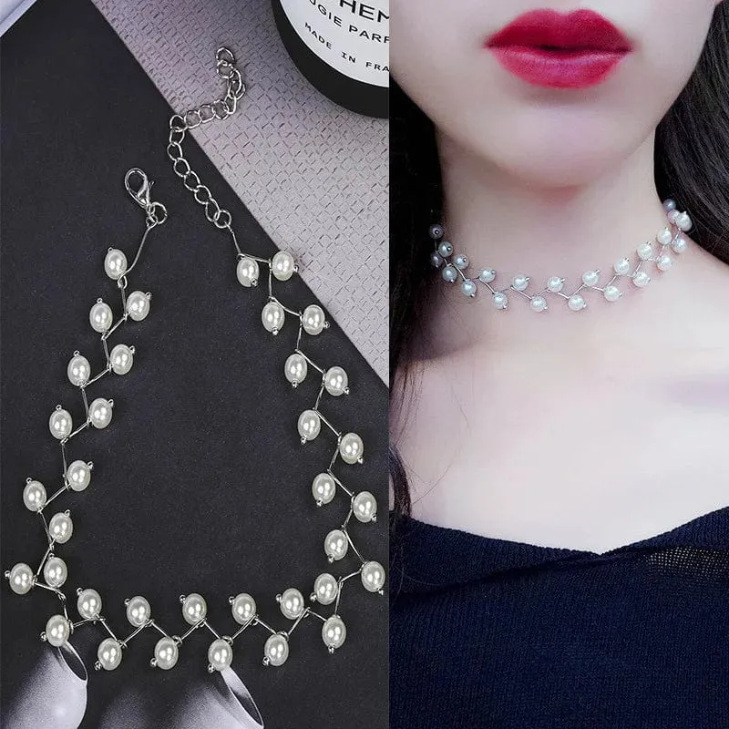 Neue Koreanische Perle Halsketten für Frauen Gold Farbe Link Kette Halsband Mode Hals Zubehör Elegante Kragen bijoux femme