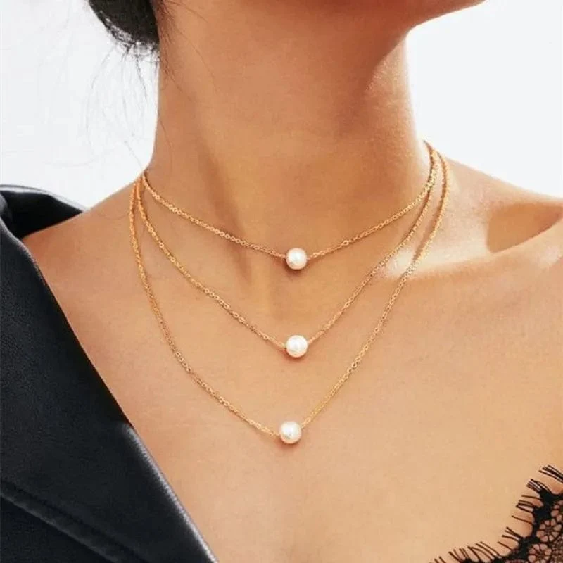 Neue Koreanische Perle Halsketten für Frauen Gold Farbe Link Kette Halsband Mode Hals Zubehör Elegante Kragen bijoux femme