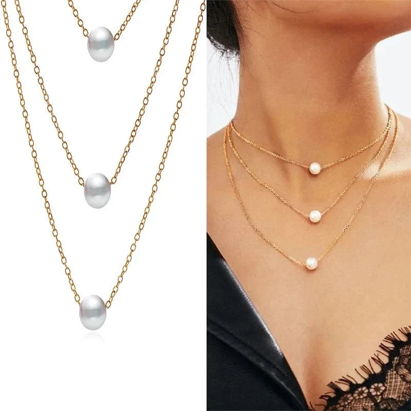 Neue Koreanische Perle Halsketten für Frauen Gold Farbe Link Kette Halsband Mode Hals Zubehör Elegante Kragen bijoux femme
