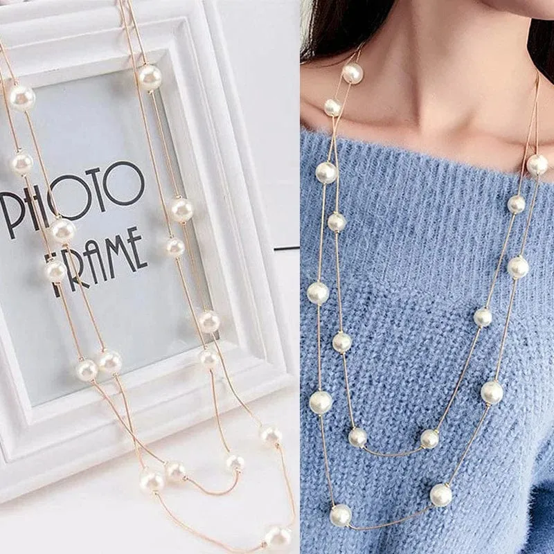 Neue Koreanische Perle Halsketten für Frauen Gold Farbe Link Kette Halsband Mode Hals Zubehör Elegante Kragen bijoux femme
