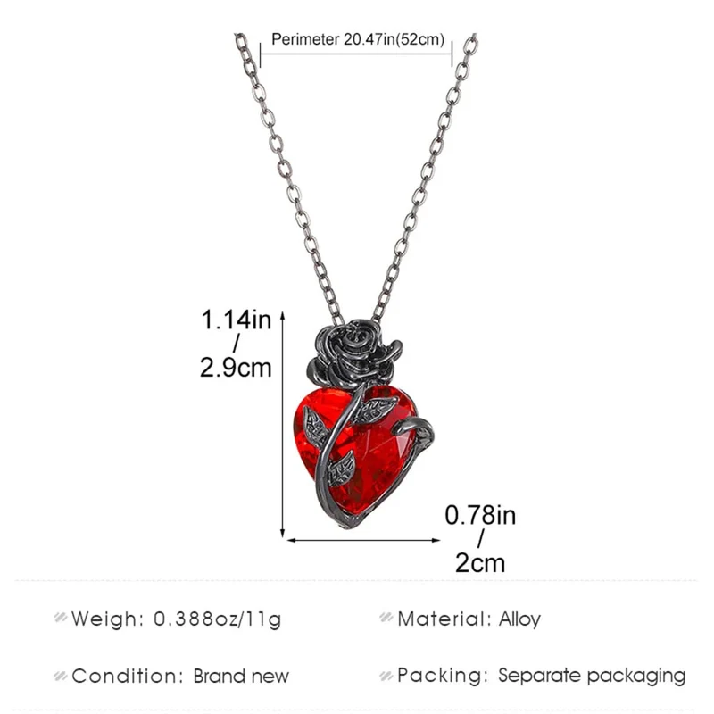Gothic Rose Rot Liebe Halskette Damen Y2K Grunge Schmuck zierliche Silber Farbe Tonebloody Menschliches Herz Anhänger personalisierte Geschenke