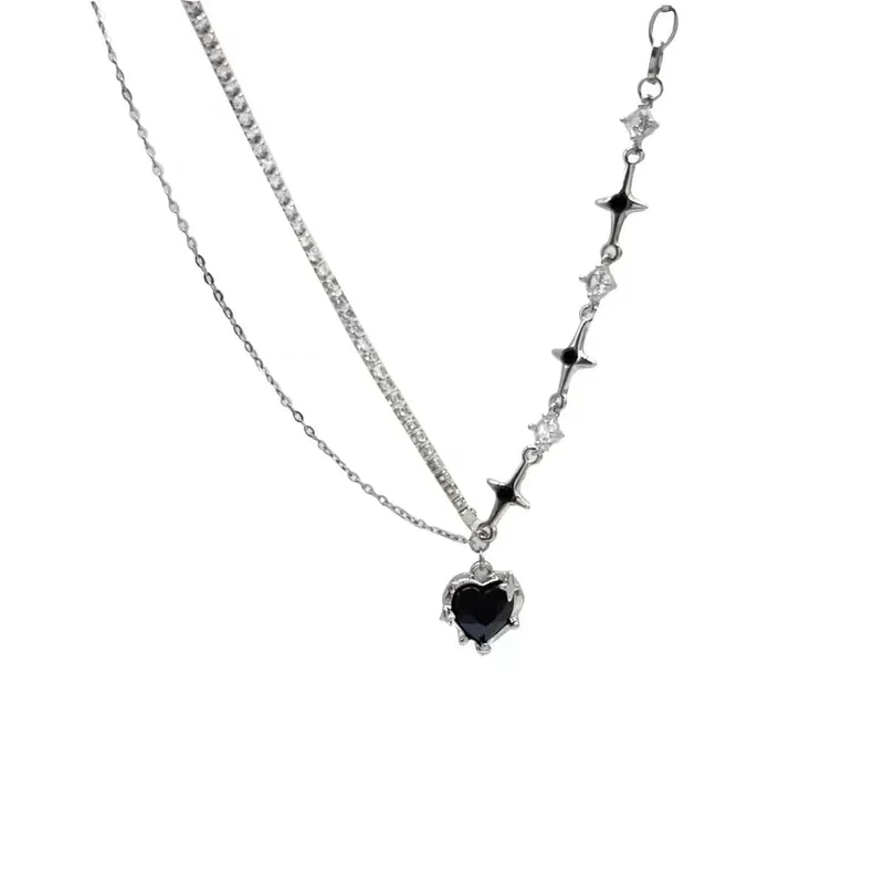Gothic Rose Rot Liebe Halskette Damen Y2K Grunge Schmuck zierliche Silber Farbe Tonebloody Menschliches Herz Anhänger personalisierte Geschenke
