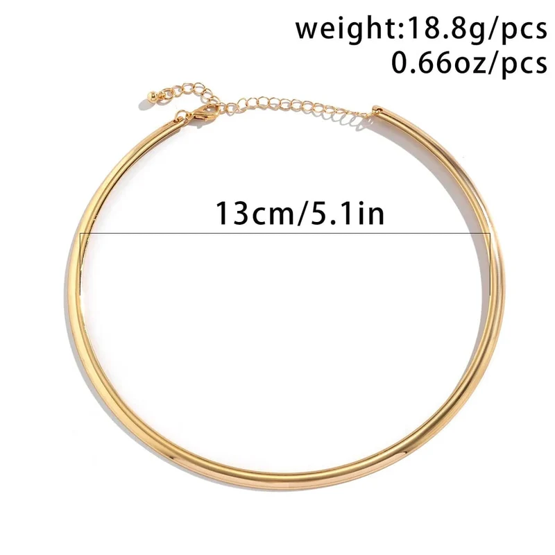 IngeSight.Z Punk-Halskette aus glattem Metall mit runden Drehmomenten für Frauen, schlichte Halskette in Goldfarbe, Party-Schmuck, Geschenk