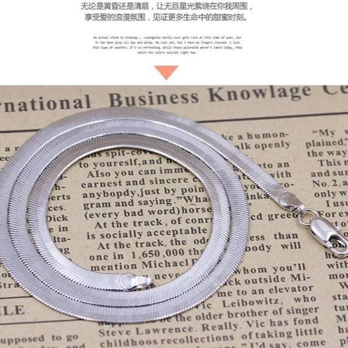 925 Sterling Silber 18K Gold 4MM Flache Kette Halskette für Frauen Luxus Edlen Schmuck Hochzeitsgeschenk Choker Schlüsselbein