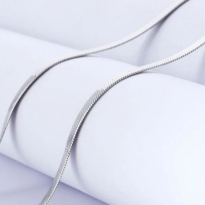 925 Sterling Silber 18K Gold 4MM Flache Kette Halskette für Frauen Luxus Edlen Schmuck Hochzeitsgeschenk Choker Schlüsselbein