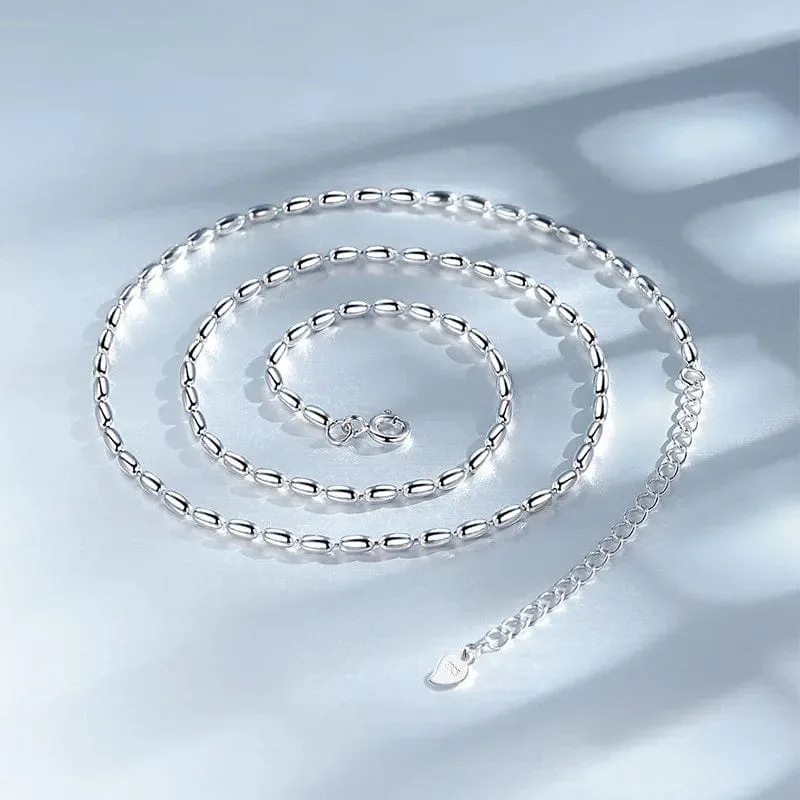 Halskette aus 925er Sterlingsilber mit schlichten geometrischen Perlen, glänzende und zarte Schlüsselbeinkette für Damenmode-Juwelier