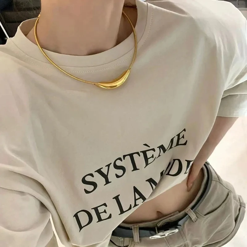 Französisches Retro-Design, Metallrohr, Schlangenknochen-Kettenhalsband für Damen, übertriebene Edelstahl-Halskette, farbloser Schmuck für Mädchen