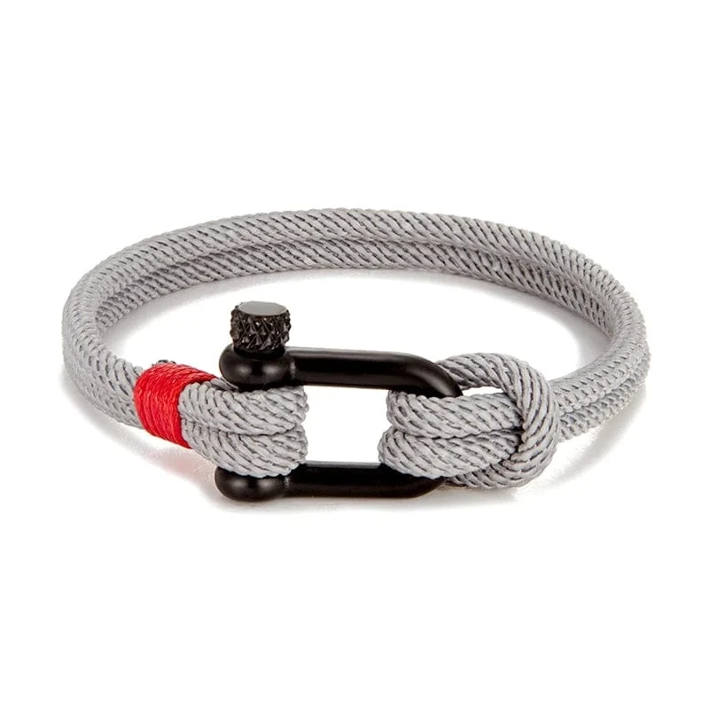 MKENDN Herren-Survival-Armband aus schwarzem Edelstahl in U-Form für Outdoor-Camping, Rettungs- und Notfall-Schädel-Seilarmband für Damen