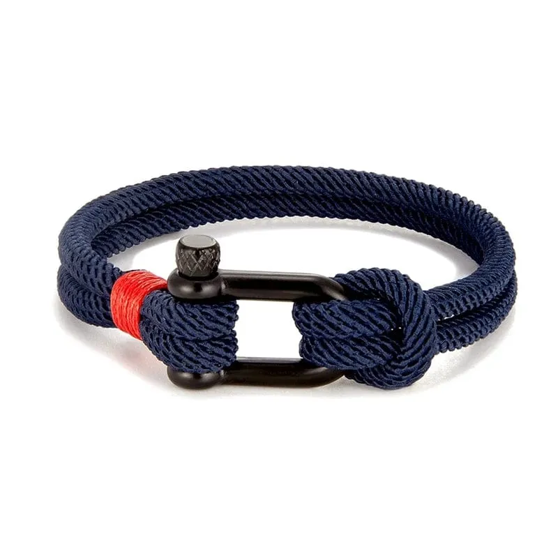 MKENDN Herren-Survival-Armband aus schwarzem Edelstahl in U-Form für Outdoor-Camping, Rettungs- und Notfall-Schädel-Seilarmband für Damen
