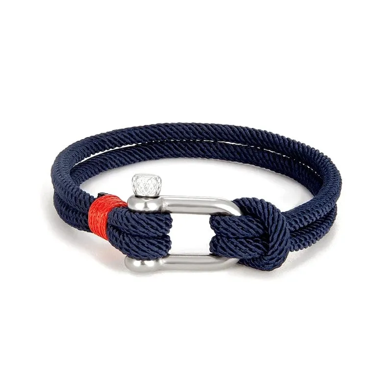 MKENDN Herren-Survival-Armband aus schwarzem Edelstahl in U-Form für Outdoor-Camping, Rettungs- und Notfall-Schädel-Seilarmband für Damen