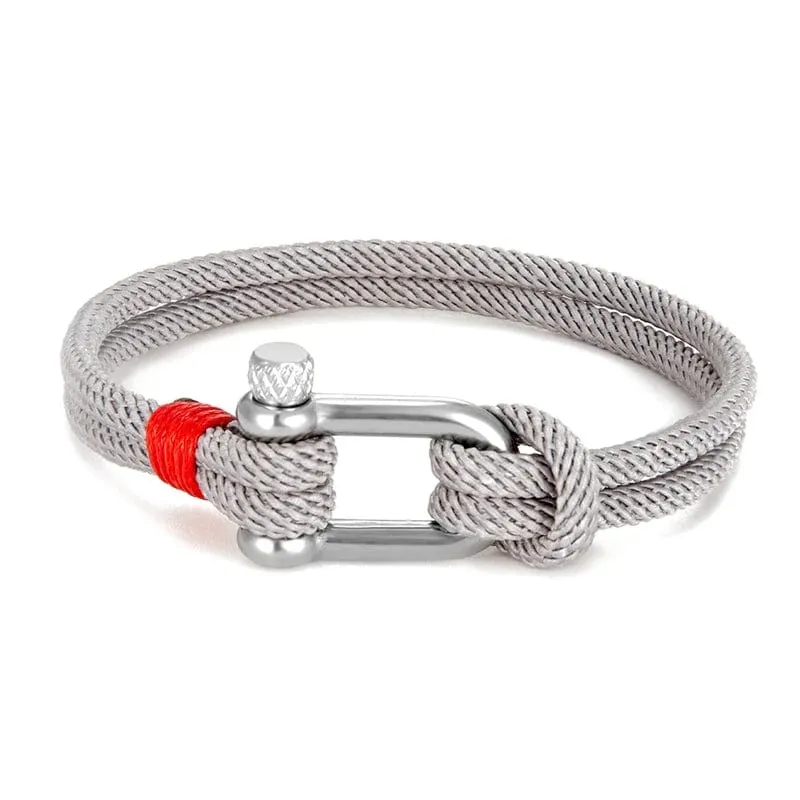 MKENDN Herren-Survival-Armband aus schwarzem Edelstahl in U-Form für Outdoor-Camping, Rettungs- und Notfall-Schädel-Seilarmband für Damen