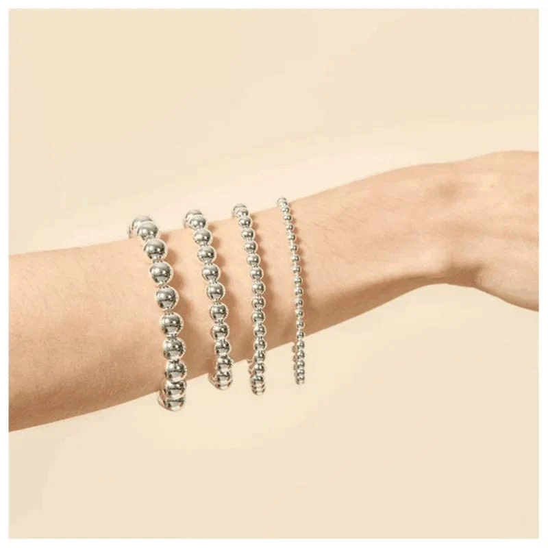 Silber Farbe Elastische Edelstahl Armband Metall Ball 2/4/5/6/8/10mm Perlen kette Armband Für Frauen Männer Hohe Qualität Schmuck