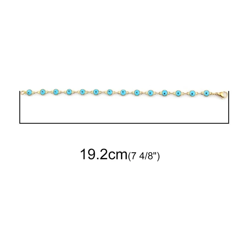 304 Edelstahl Armbänder Gold Farbe Link Kette Multicolor Bösen blick Emaille Armbänder Für Frauen Mann Geschenk 19.2 cm, 1 stück