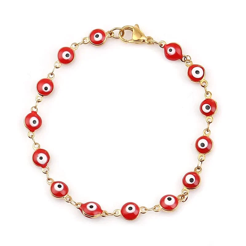 304 Edelstahl Armbänder Gold Farbe Link Kette Multicolor Bösen blick Emaille Armbänder Für Frauen Mann Geschenk 19.2 cm, 1 stück