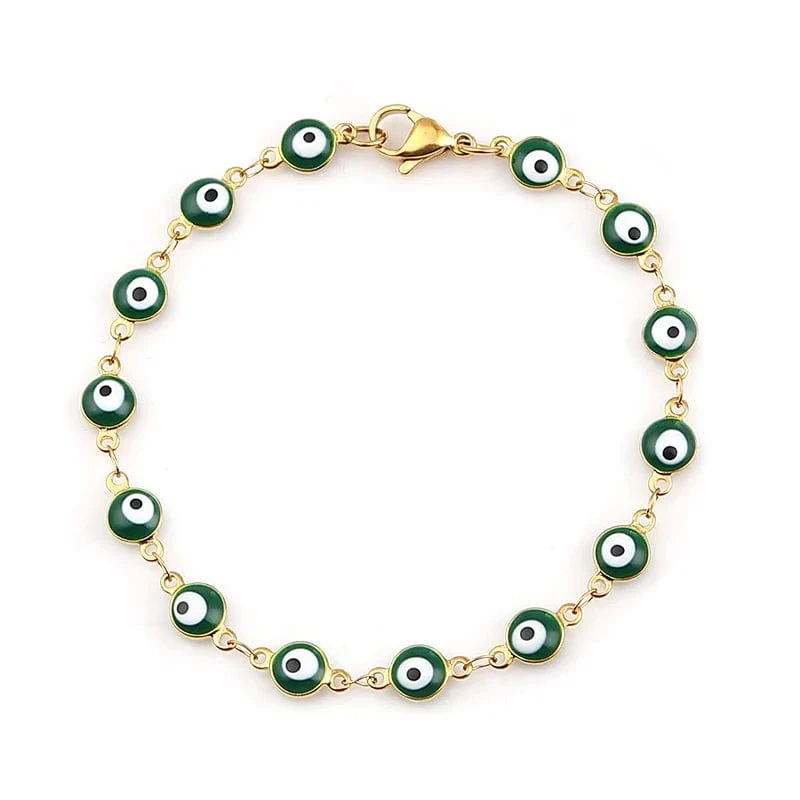 304 Edelstahl Armbänder Gold Farbe Link Kette Multicolor Bösen blick Emaille Armbänder Für Frauen Mann Geschenk 19.2 cm, 1 stück