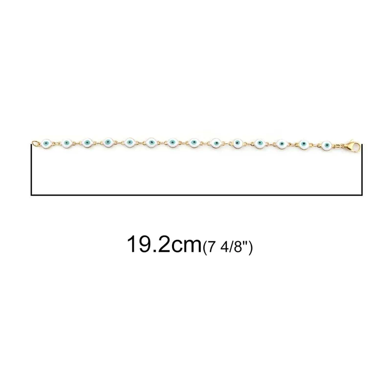 304 Edelstahl Armbänder Gold Farbe Link Kette Multicolor Bösen blick Emaille Armbänder Für Frauen Mann Geschenk 19.2 cm, 1 stück